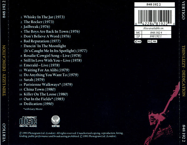 Thin Lizzy - Dedication ~ Very Best of (1991 CD) VG+