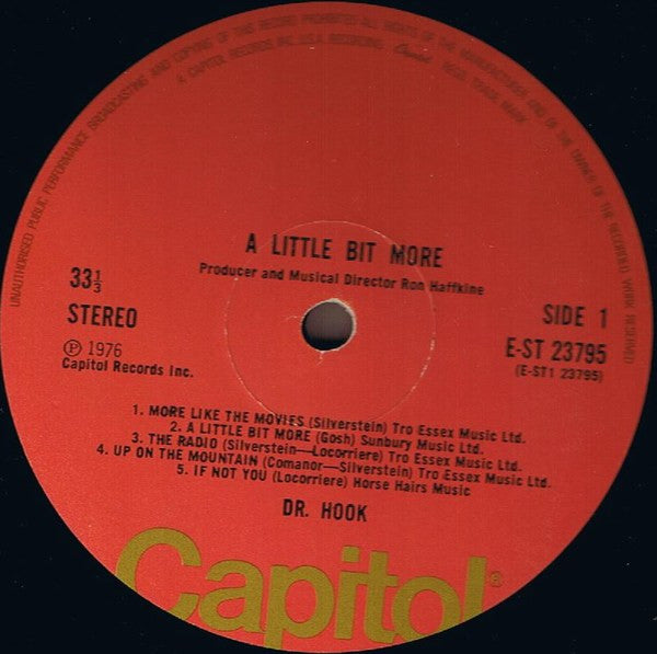 Dr.Hook - A Little Bit More (Cheap Vinyl LP) VG+/EX
