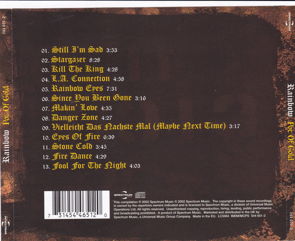 Rainbow - Pot of Gold (2002 CD) Mint