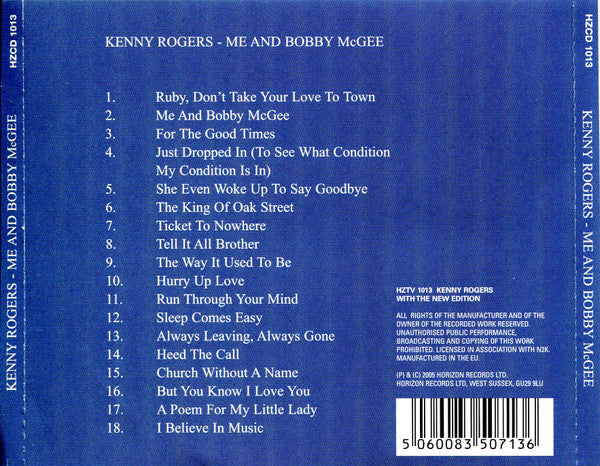 Kenny Rogers - Me and Bobby McGee (2005 CD) Sealed