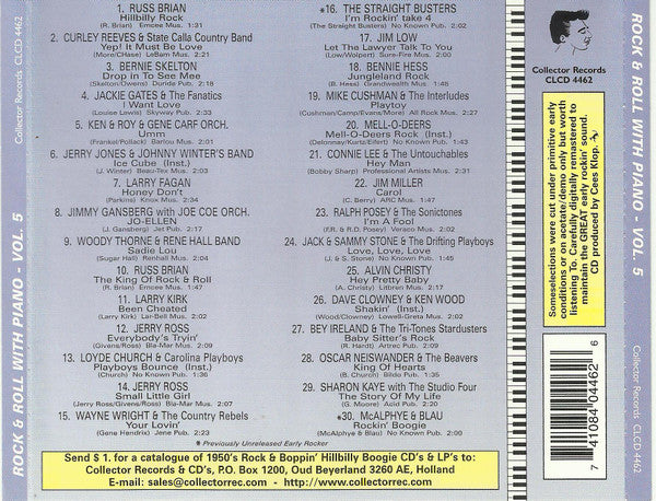 Various - Rock and Roll with Piano Vol. 5 (Dutch CD) NM