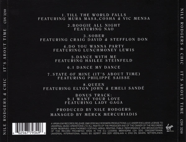 Nile Rodgers & Chic - It's About Time (2018 CD) Mint