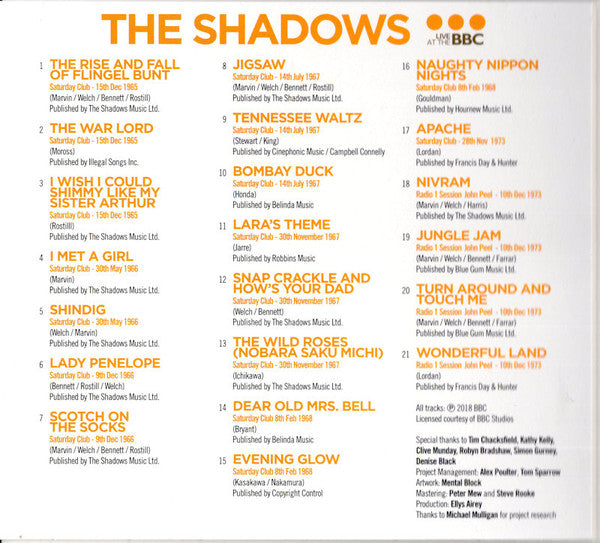 Shadows - Live at the BBC (2018 CD Album) New