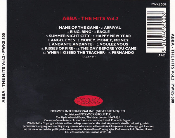 Abba - The Hits 2 (1988 CD) Mint