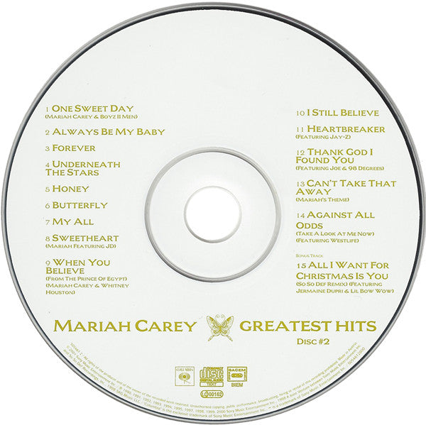 Mariah Carey - Greatest Hits (2001 DCD) VG+