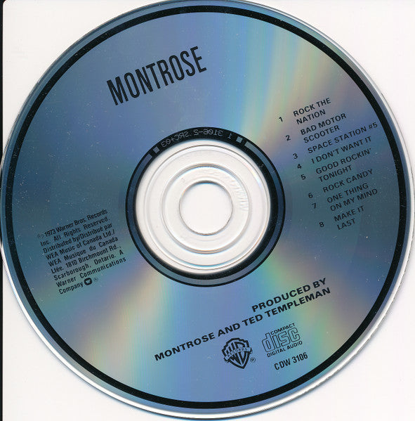 Montrose - Montrose (Canadian 1989 CD) Mint
