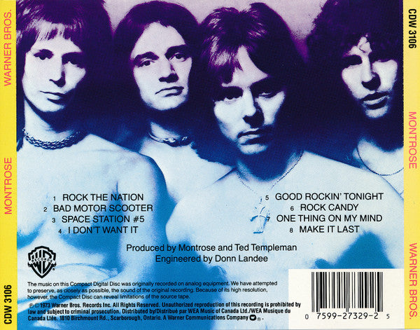 Montrose - Montrose (Canadian 1989 CD) Mint