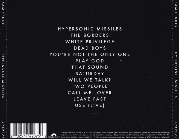 Sam Fender - Hypersonic Missiles (2019 CD) Mint