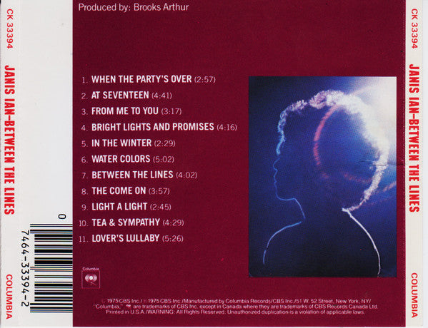 Janis Ian - Between the Lines (Rare 1986 US CD) Mint