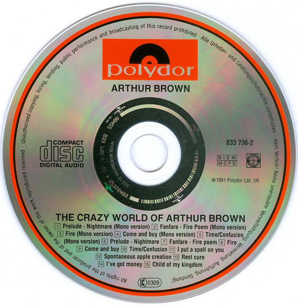 Crazy World of Arthur Brown - Self Titled (1991 Mono/Stereo CD) Mint