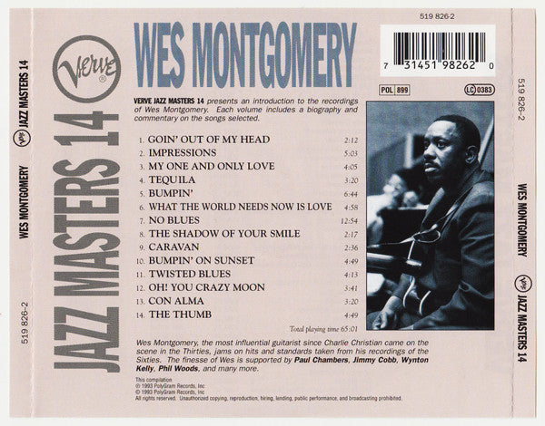 Wes Montgomery - Jazz Masters 14 (1994 Jazz CD) Mint