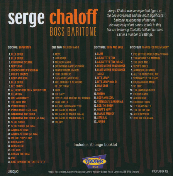 Serge Chaloff - Boss Baritone (2011 4 x CD Box Set) NM