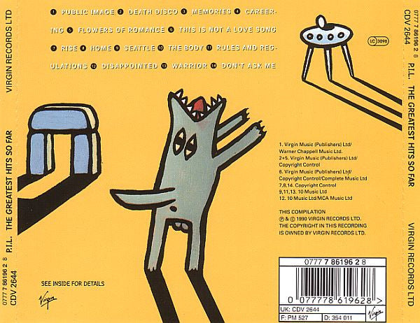 Public Image Ltd - The Greatest Hits, so Far (1990 CD) Mint
