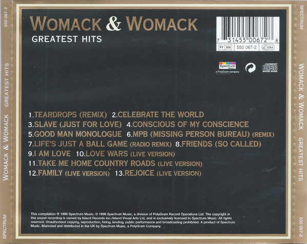 Womack & Womack - Greatest Hits (1993 CD) NM