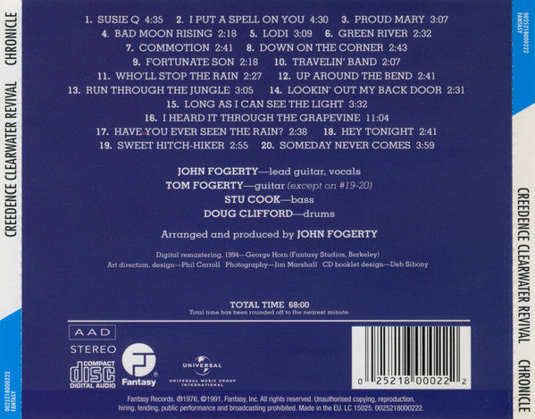 Creedence Clearwater Revival - Chronicle ~ 20 Greatest Hits (2007 CD) VG+