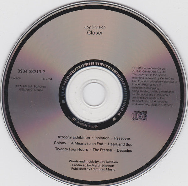 Joy Division - Closer (1999 CD) Mint