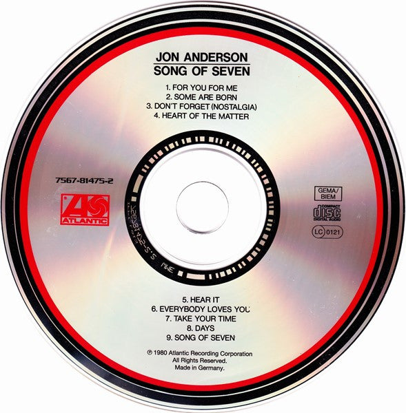 Jon Anderson - Song of Seven (1990 German CD) NM