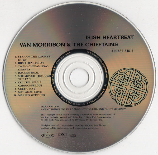 Van Morrison & the Chieftains - Irish Heartbeat (1998 Canada CD) VG+