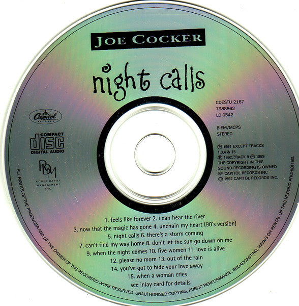 Joe Cocker - Night Calls (1992 UK CD) VG+