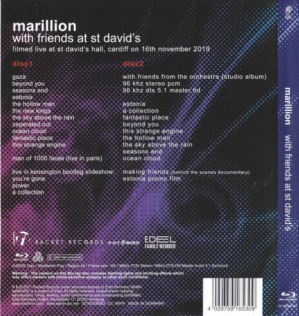 Marillion - With Friends at St Davids (2 Disc Blu-ray 2021) Sealed