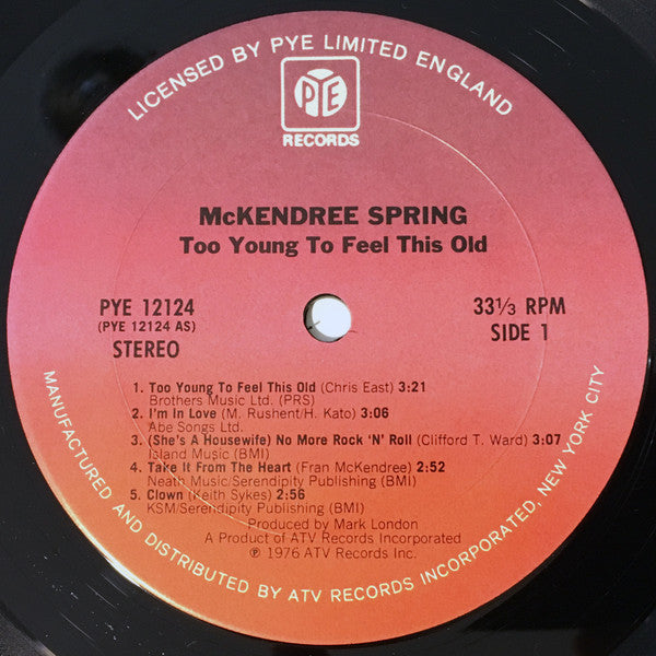 McKendree Spring - To Young to Feel This Old (Cheap US Vinyl LP) VG/EX