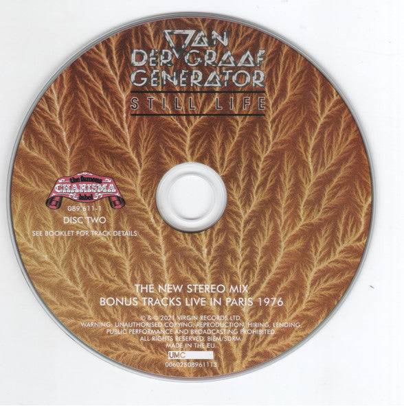Van Der Graaf Generator - Still Life (2 CD + 5.1 DVD) Sealed