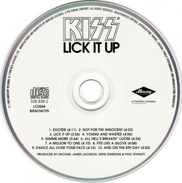 Kiss - Lick it Up (1998 Remasters CD) NM