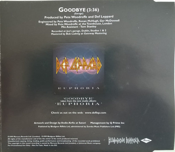 Def Leppard - Goodbye (1999 UK Promo CD Single) NM