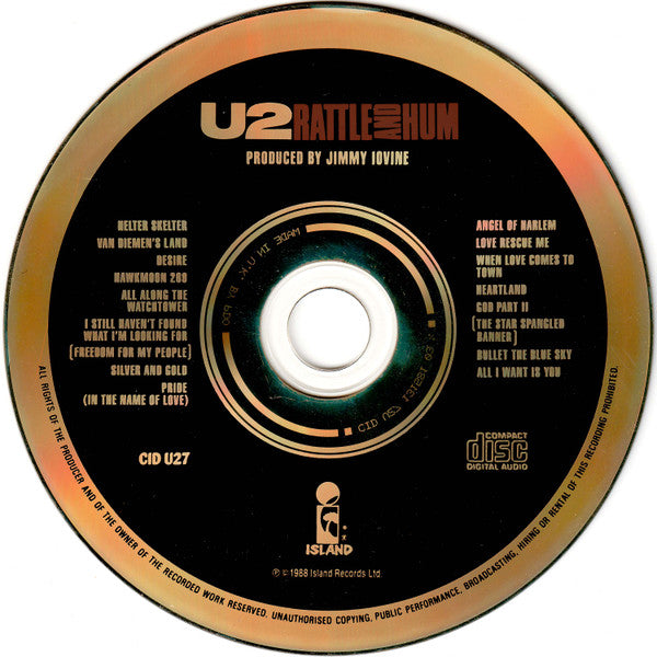 U2 - Rattle and Hum (1988 CD) NM