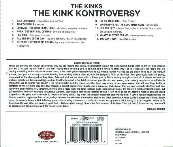 Kinks - The Kink Kontroversy (1999 UK CD) NM