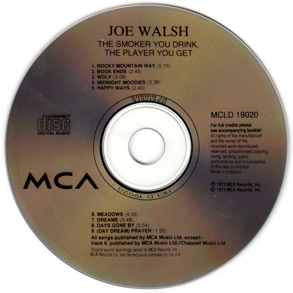 Joe Walsh - The Smoker you Drink The Player you get (1987 CD) VG+