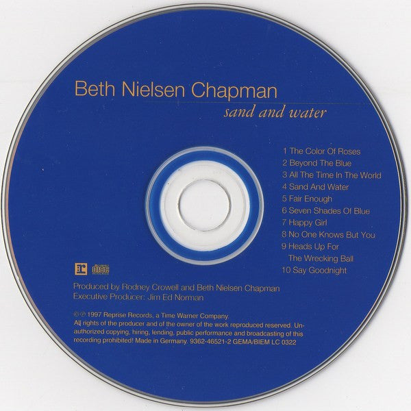 Beth Nielsen Chapman - Sand and Water (1997 CD) NM