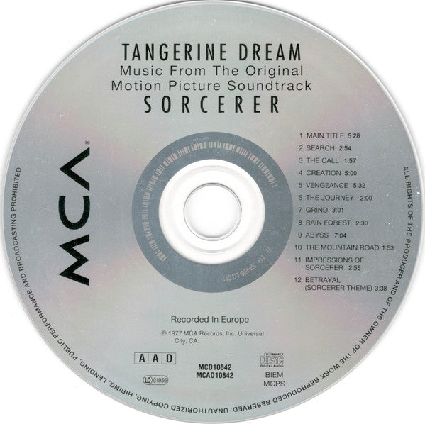 Tangerine Dream - Sorcerer Soundtrack (1993 O.S.T CD) VG+