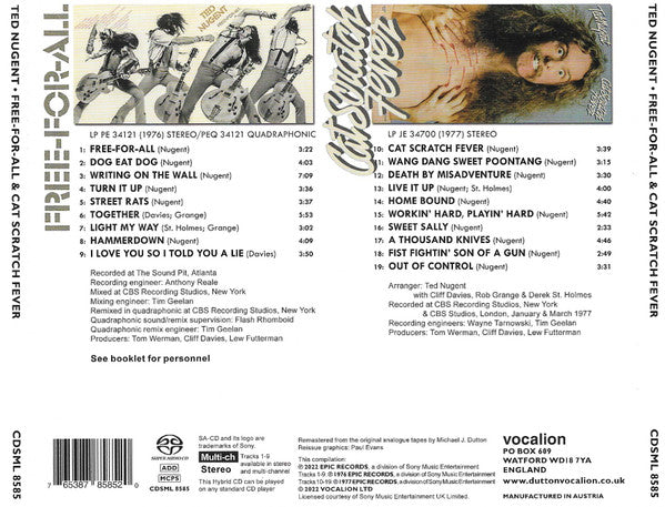Ted Nugent - Free-For-All / Cat Scratch Fever (SACD 2022) Sealed
