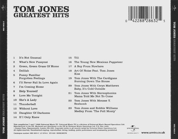 Tom Jones - Greatest Hits (2003 CD) VG+