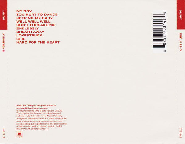 Duffy - Endlessly (2010 CD) VG+