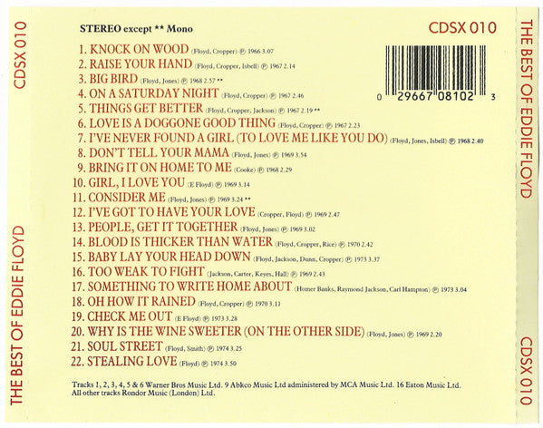 Eddie Floyd - The Best Of (1988 Stax CD) VG+