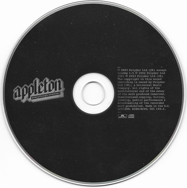 Appleton - Everything's Eventual (2003 UK CD) Mint