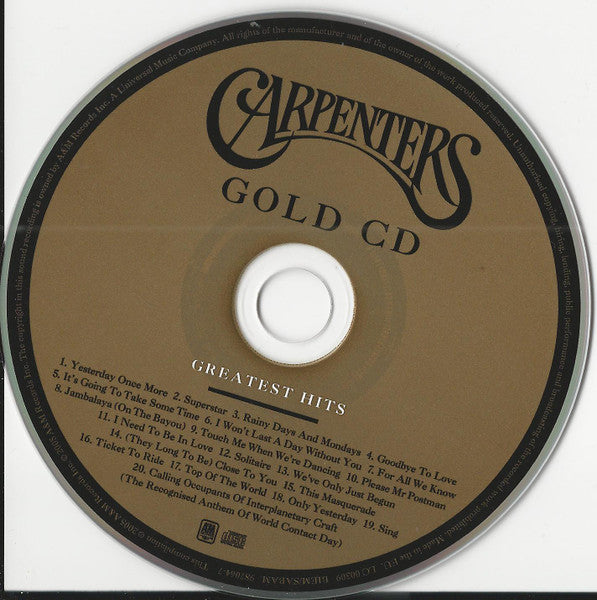 Carpenters - Gold ~ Greatest Hits (2006 CD) NM