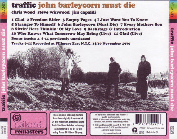 Traffic - John Barleycorn Must Die (1999 Remaster CD) NM