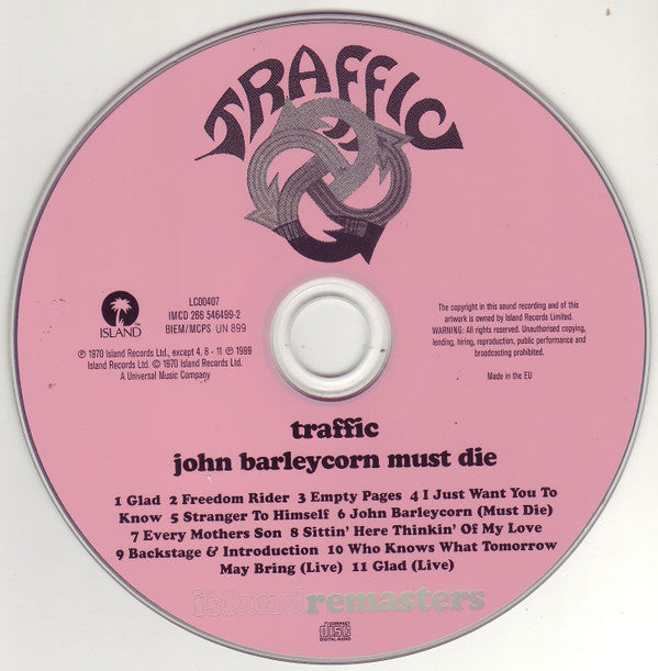 Traffic - John Barleycorn Must Die (1999 Remaster CD) NM