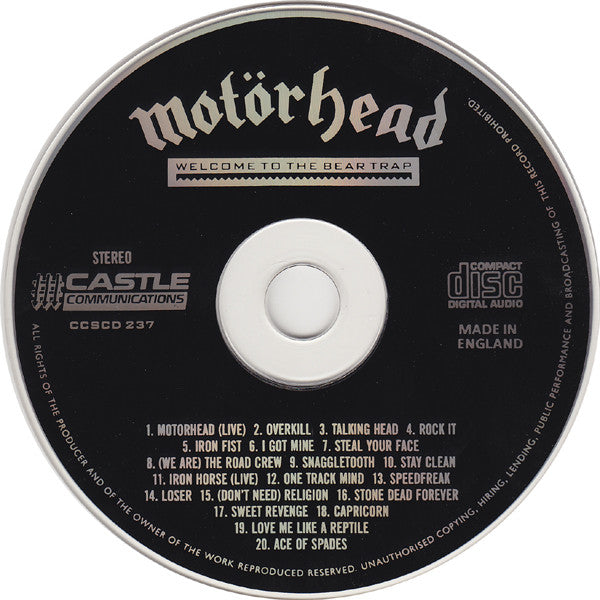 Motorhead - Welcome to the Bear Trap (1990 UK CD) NM