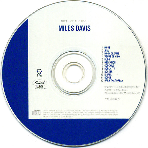 Miles Davis - Birth of the Cool (2001 CD) VG+