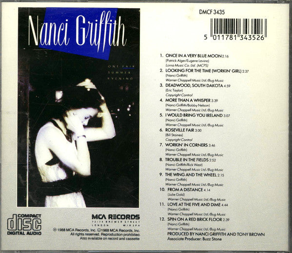 Nanci Griffith - One Fair Summer Evening (1988 CD) NM