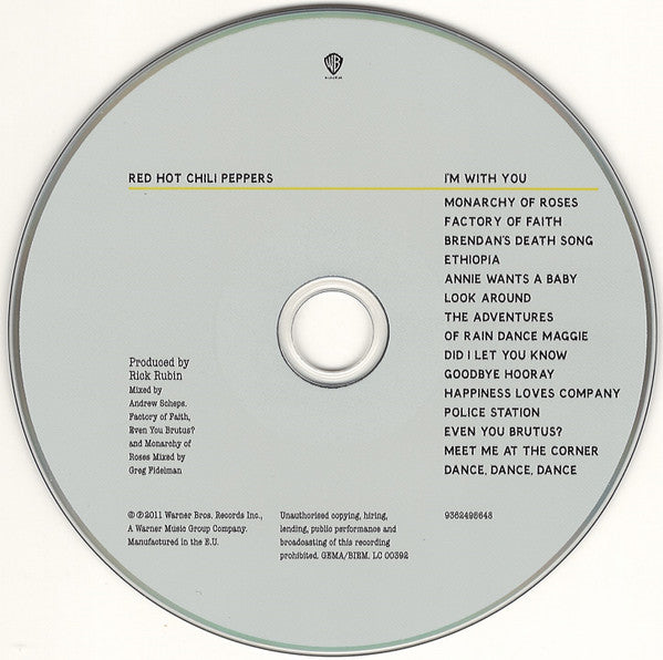 Red Hot Chili Peppers - I'm With You (2011 CD) Mint