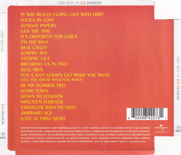 Joe Jackson - Very Best Of (2007 CD) NM