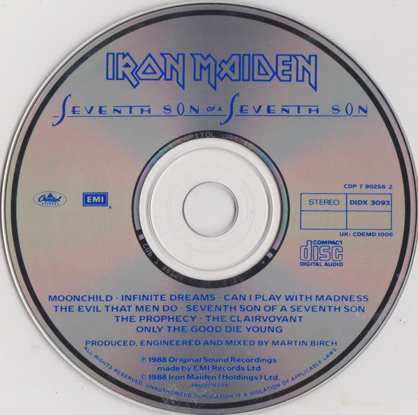 Iron Maiden - Seventh Son of s Seventh Son (Rare 1988 UK/US CD) NM
