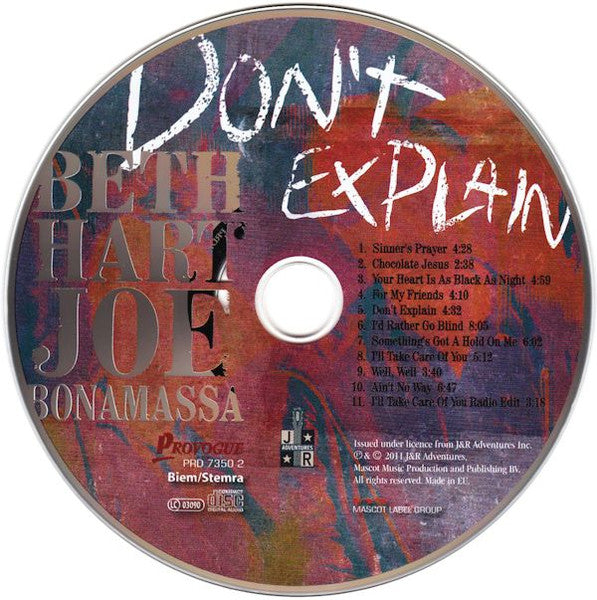 Beth Hart & Joe Bonamassa - Don't Explain (2011 CD) NM
