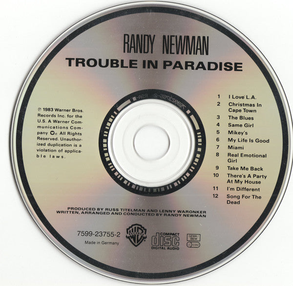 Randy Newman - Trouble in Paradise (1983 CD) Mint