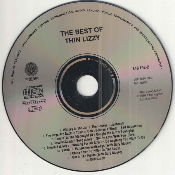 Thin Lizzy - Dedication ~ Very Best of (1991 CD) VG+